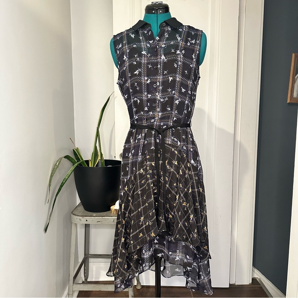 Simply Vera Vera Wang Black and Blue Floral High-Low Dress